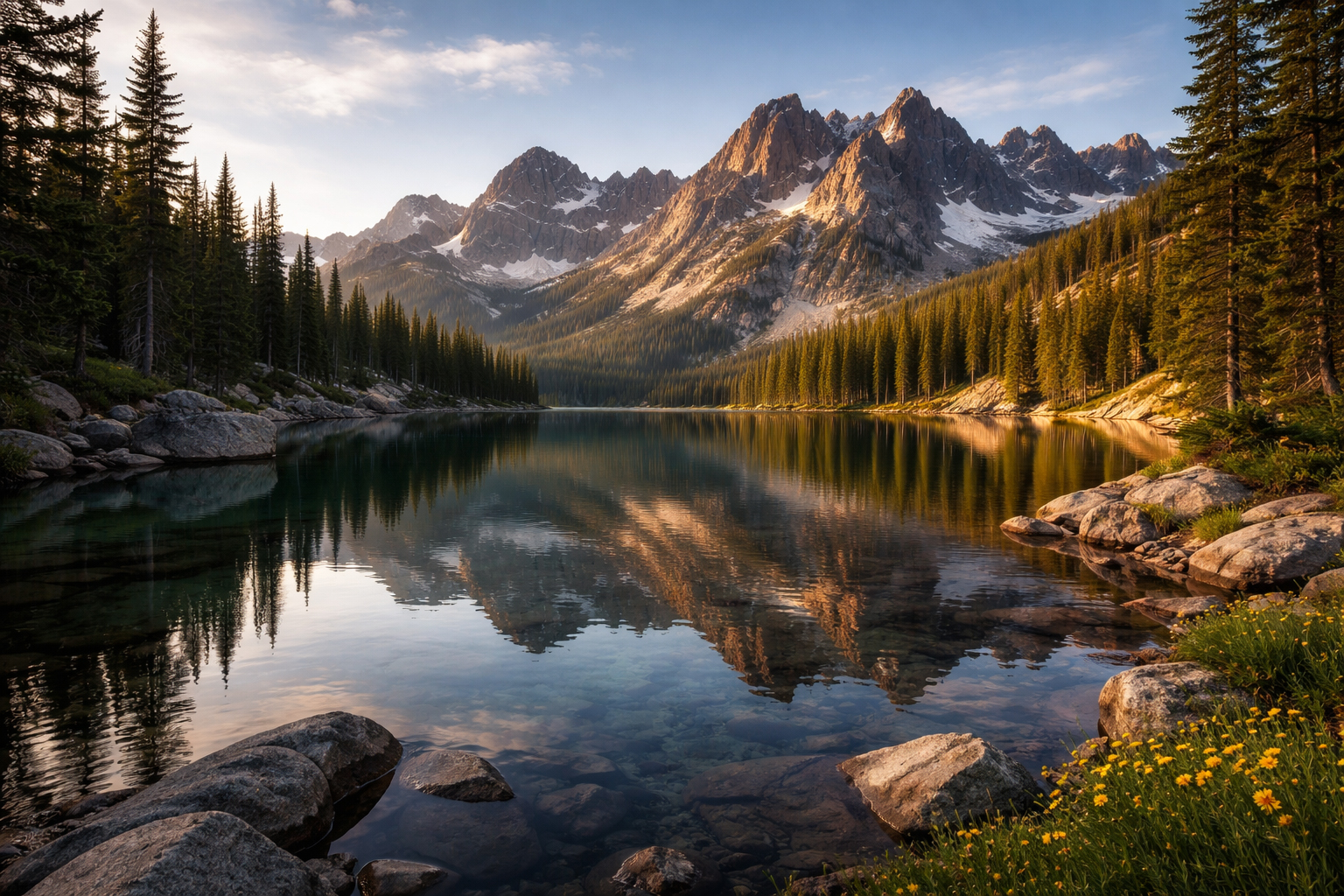 An alpine lake in Idaho's Sawtooth Mountains.
